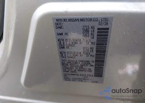 2016 Infiniti Qx60 z USA, uszkodzony, nr VIN 5N1AL0MN7GC502204